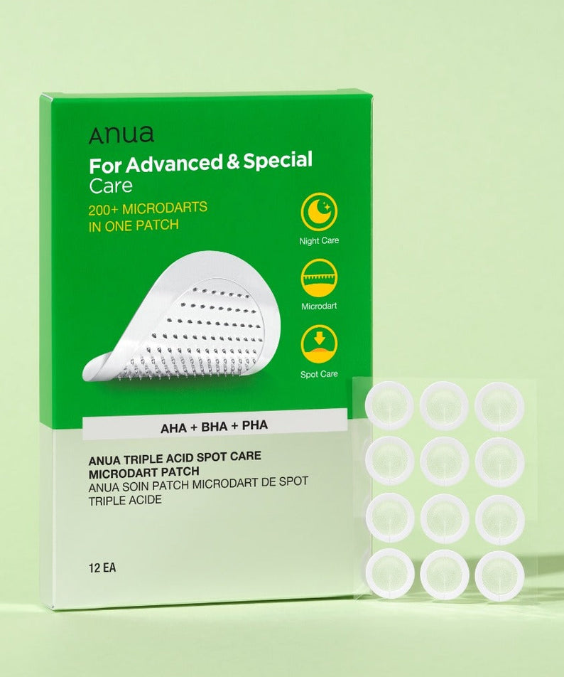 ANUA Triple Acid Spot Care Microdot Patch, soin efficace pour les boutons, traitement de la peau avec microdartes, pack de 12 unités.