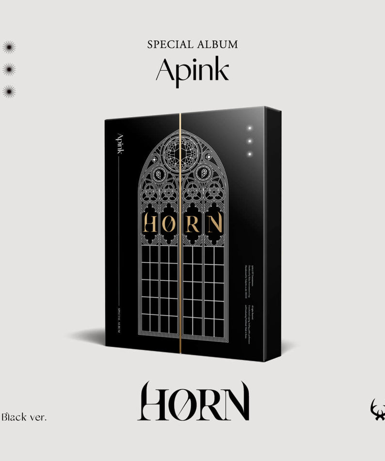 APINK - (Apink) Special Album [HORN] (Black ver.) - Album Kpop, boîte noire avec visuel HORN sur fond clair.