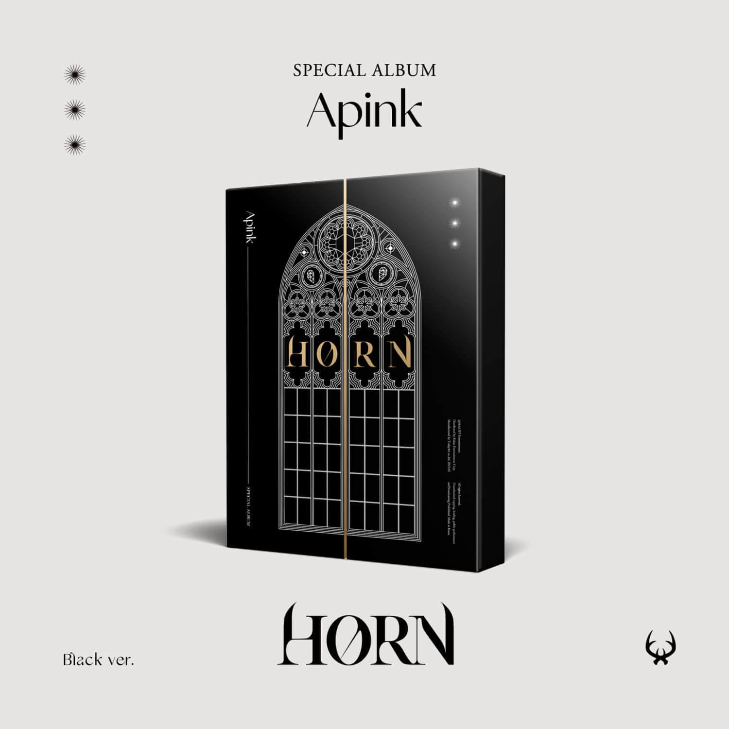 APINK - (Apink) Special Album [HORN] (Black ver.) - Album Kpop, boîte noire avec visuel HORN sur fond clair.