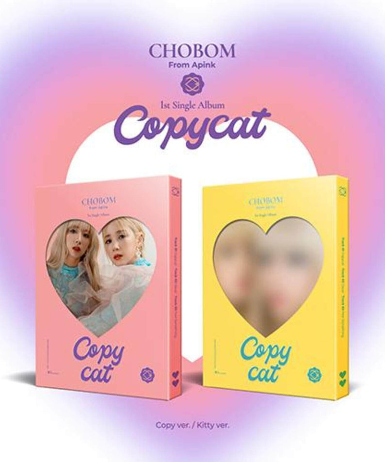 APINK - [Copycat] (1st )[Set of 2] - Album Kpop : coffrets rose et jaune Chobom sur fond pastel, visuel Copycat.