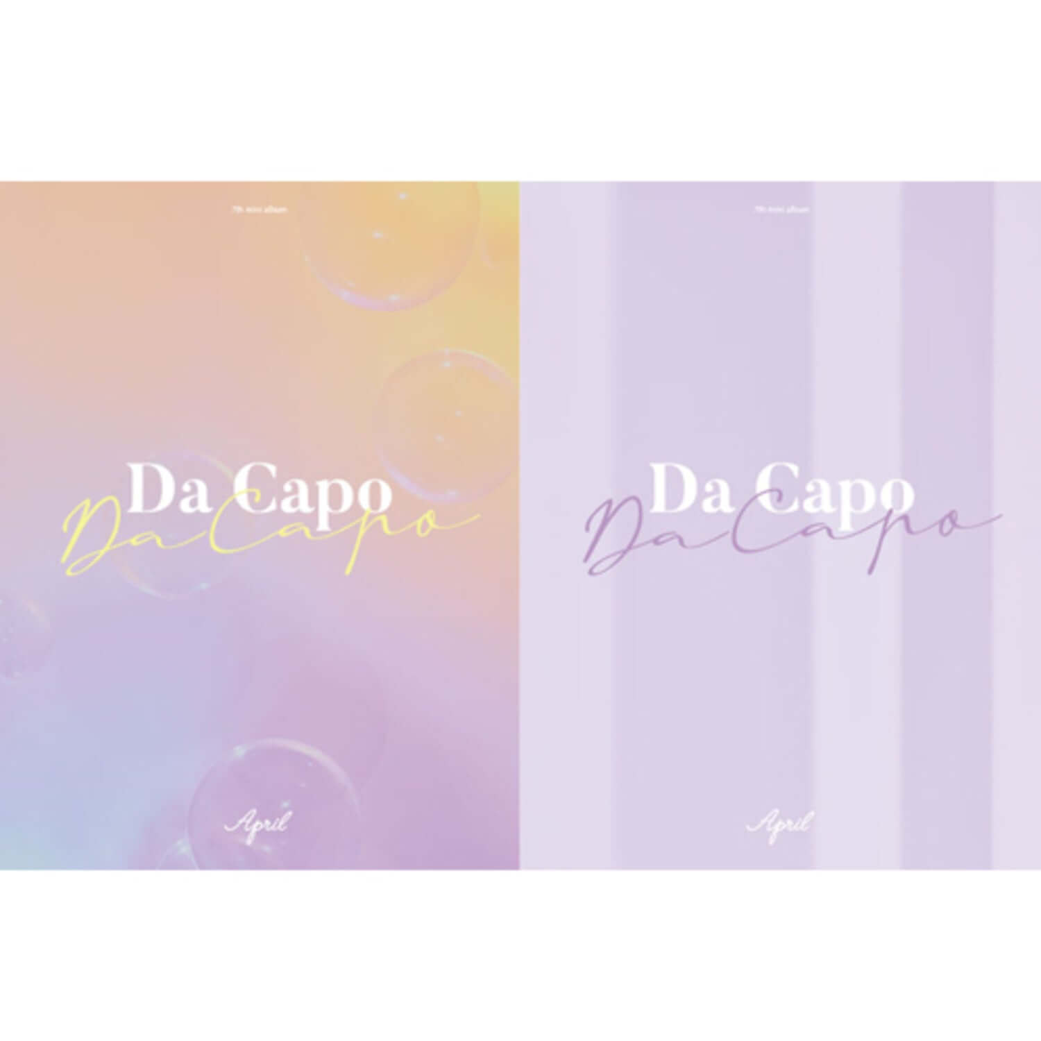 APRIL - [DA CAPO] - Album Kpop, visuel pastel avec écriture Da Capo, ambiance lumineuse, couverture officielle APRIL.