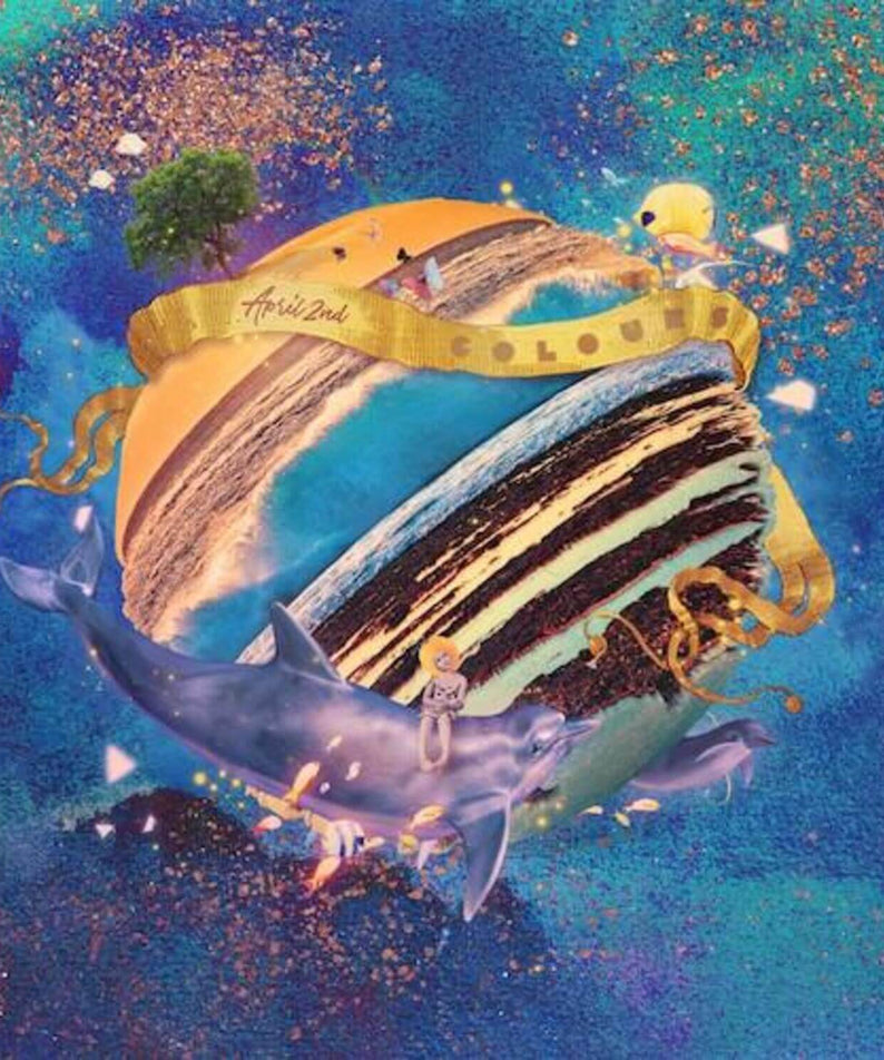 APRIL - EP1st Album [COLOURS] - Album Kpop : visuel artistique aquatique, couverture album avec typographie “APRIL”. 