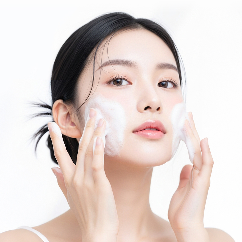 APRILSKIN Real Carrotene Acne Foam Cleanser 120ml, sur fond clair : la marque en contexte soins visage avec mousse