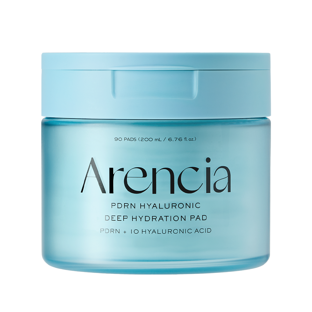 ARENCIA PDRN Hyaluronic Deep Hydration Pads (90 sheets) de la marque Arecia, photo pack bleu, effet hydratant.