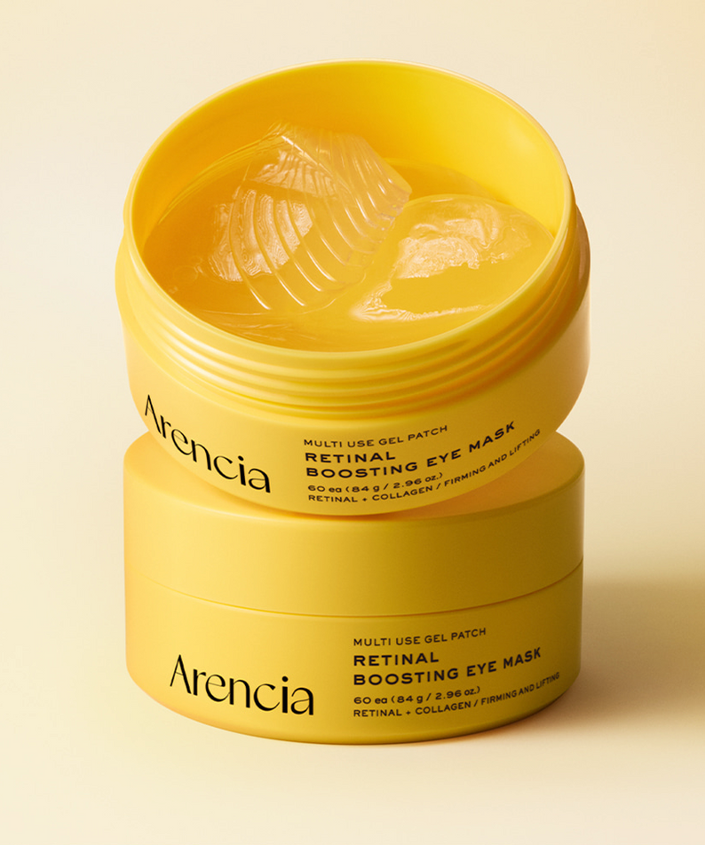 ARENCIA Retin-A Boosting Eye Mask 60ea, pot jaune avec patchs visuels, marque Arencia, soin contour des yeux
