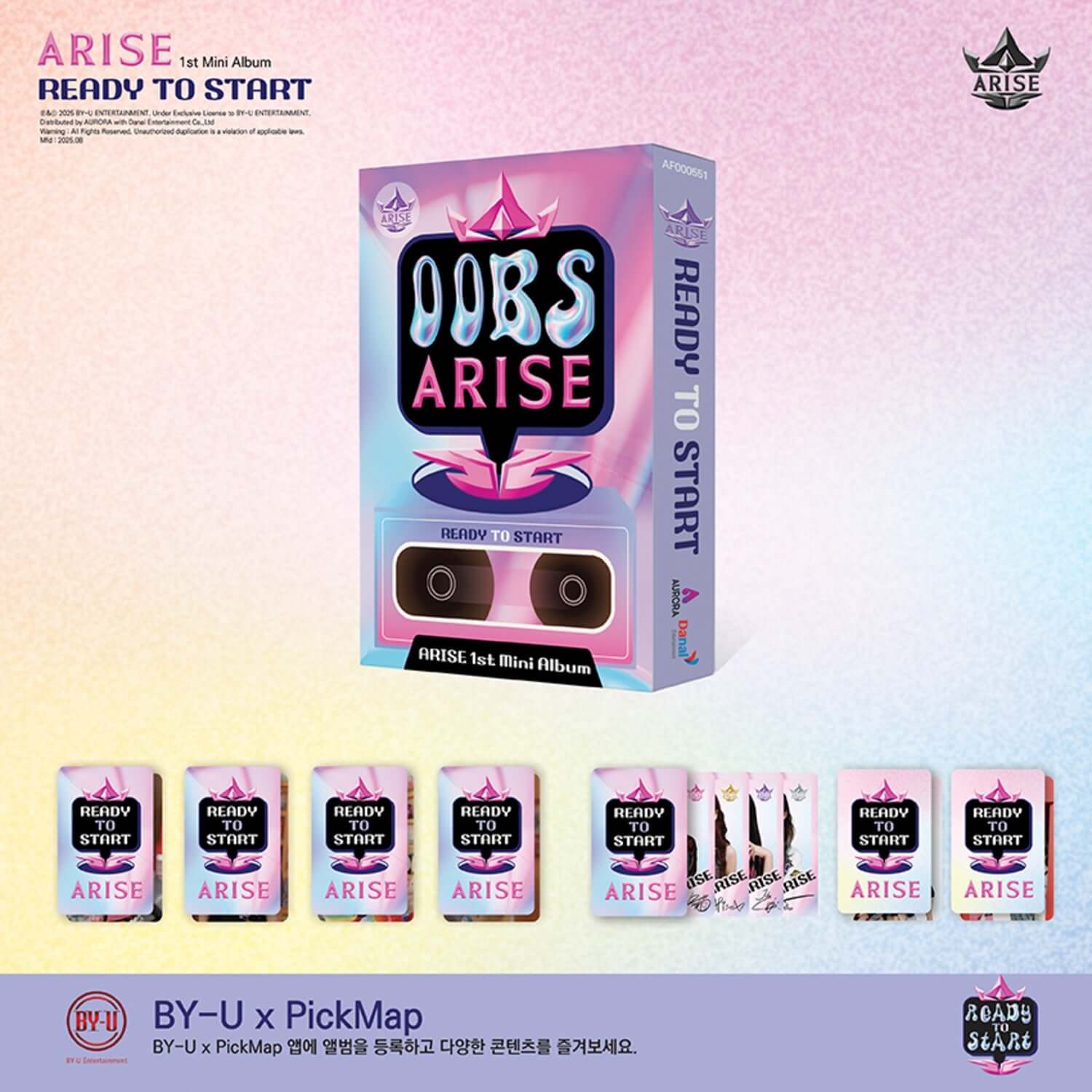 ARISE - 1st Mini Album [READY TO START] (Smart Album Ver.) - Album Kpop : pack affiché sur fond rose avec visuels ARISE