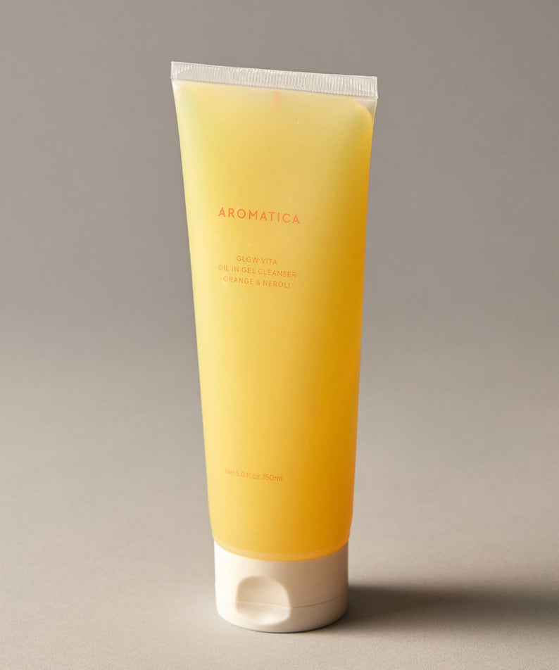 AROMATICA Glow Vita Oil-in-Gel Cleanser Orange & Neroli 150ML, nettoyant visage en gel à l'huile aux agrumes et néroli