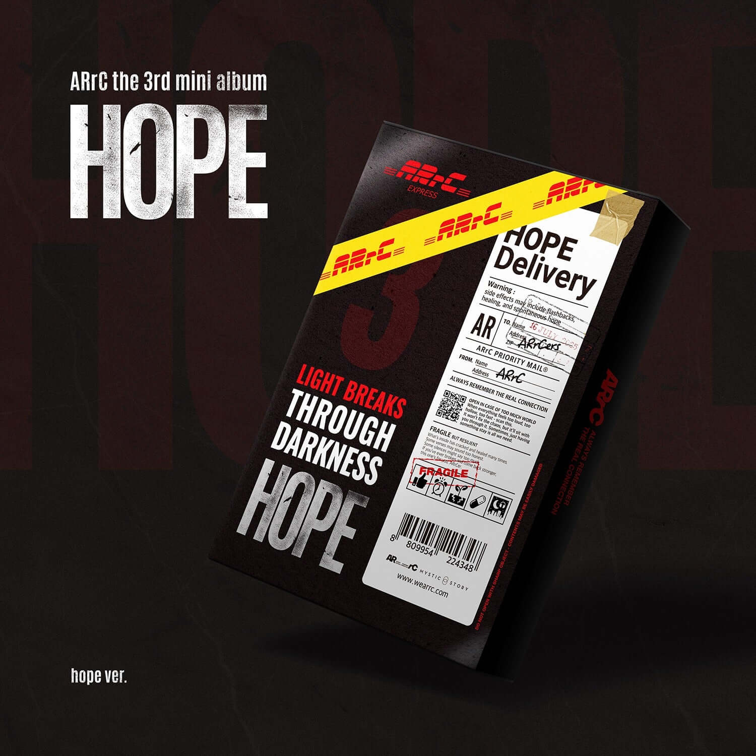 ARRC - 3rd Mini Album [HOPE] (Hope Ver.) - Album Kpop : pochette, design sombre, livraison figurée, image promo ARRC.
