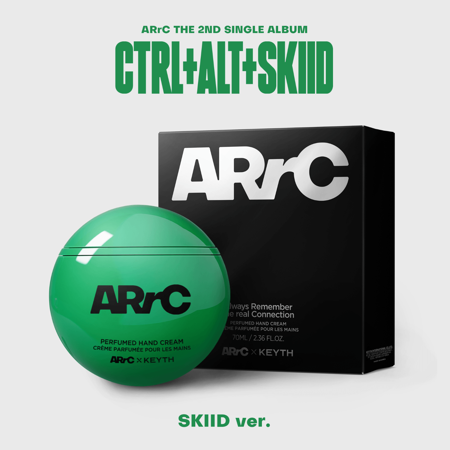 ARRC - [CTRL+ALT+SKIID] Beauty Album (SKIID Ver.) - Album Kpop : coffret noir et crème verte, illustration produit ARRC.