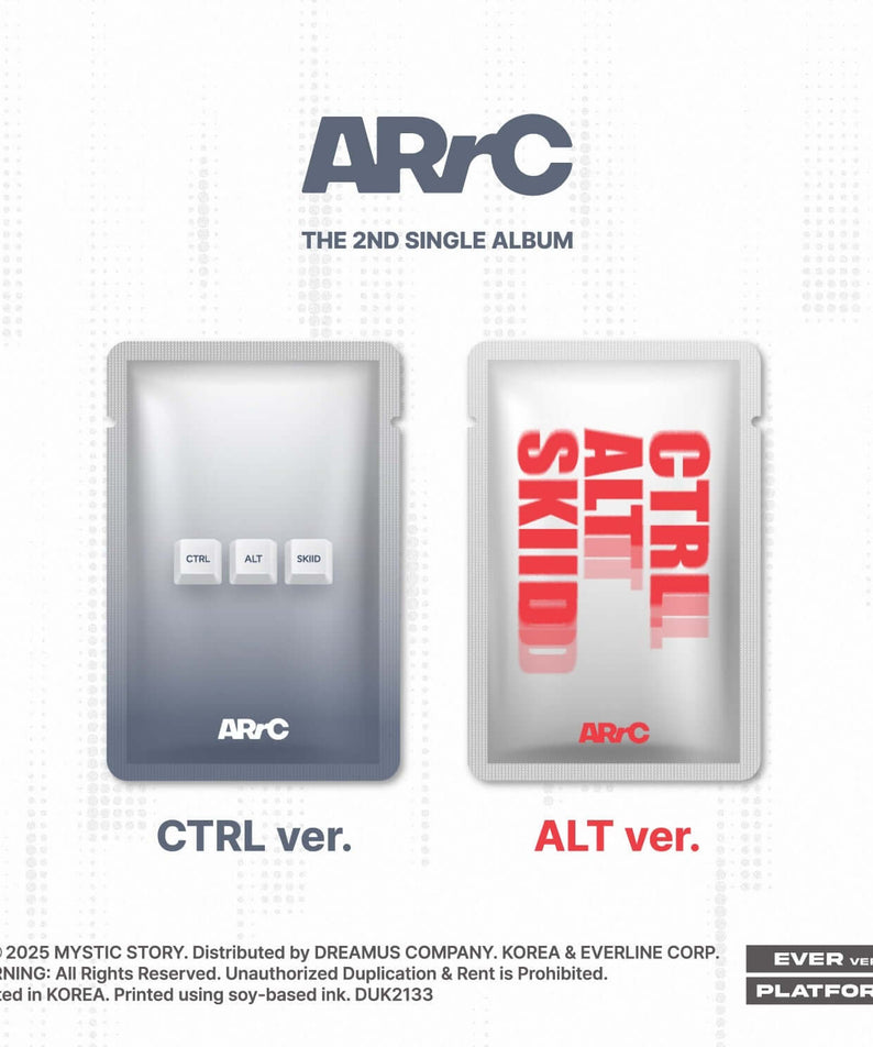 ARRC - [CTRL+ALT+SKIID] (CTRL & ALT Ver.) - Album Kpop, jaquettes CTRL ver. et ALT ver. sur fond visuel à pois