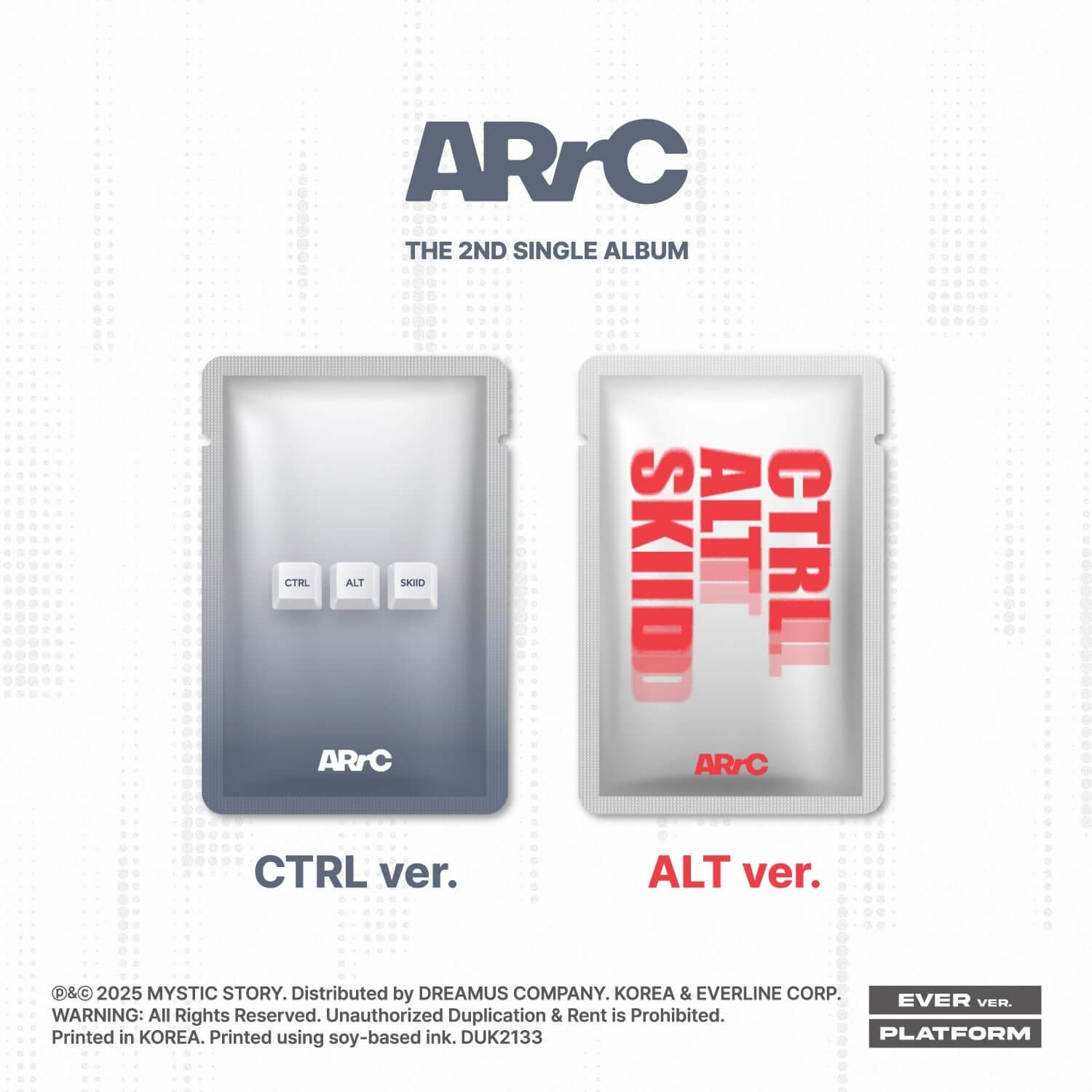 ARRC - [CTRL+ALT+SKIID] (CTRL & ALT Ver.) - Album Kpop, jaquettes CTRL ver. et ALT ver. sur fond visuel à pois