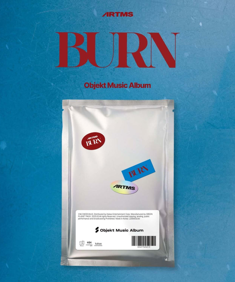 ARTMS - 1st Album [BURN] (Objekt Music Album ver.) - Album Kpop : pochette bleue, sachet vinyle Objet Music, visuel ARTMS
