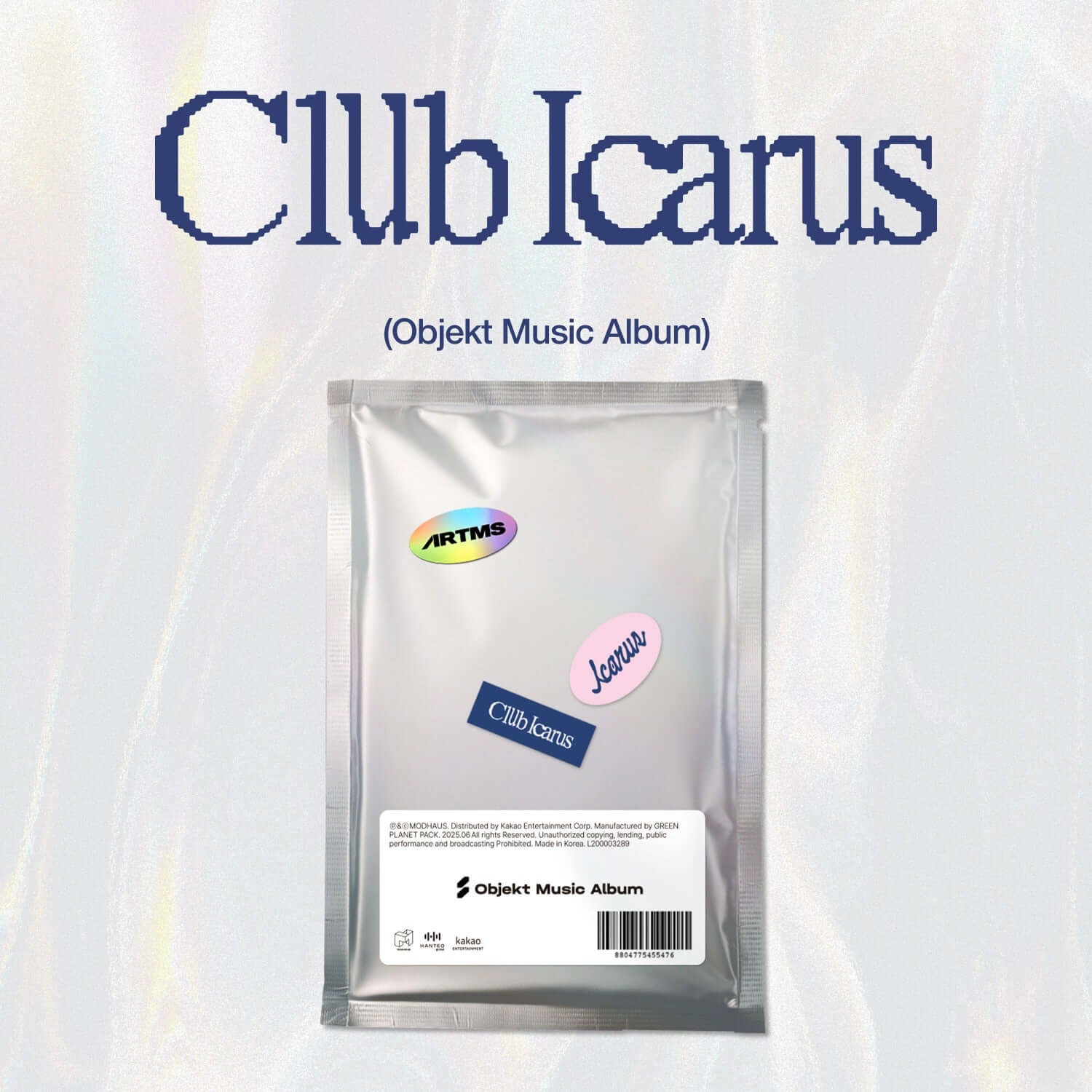 ARTMS - 1st Album [Club Icarus] (Objekt Music Album) - Album Kpop : pochettes Club Icarus et ARTMS, visuel emballage argent