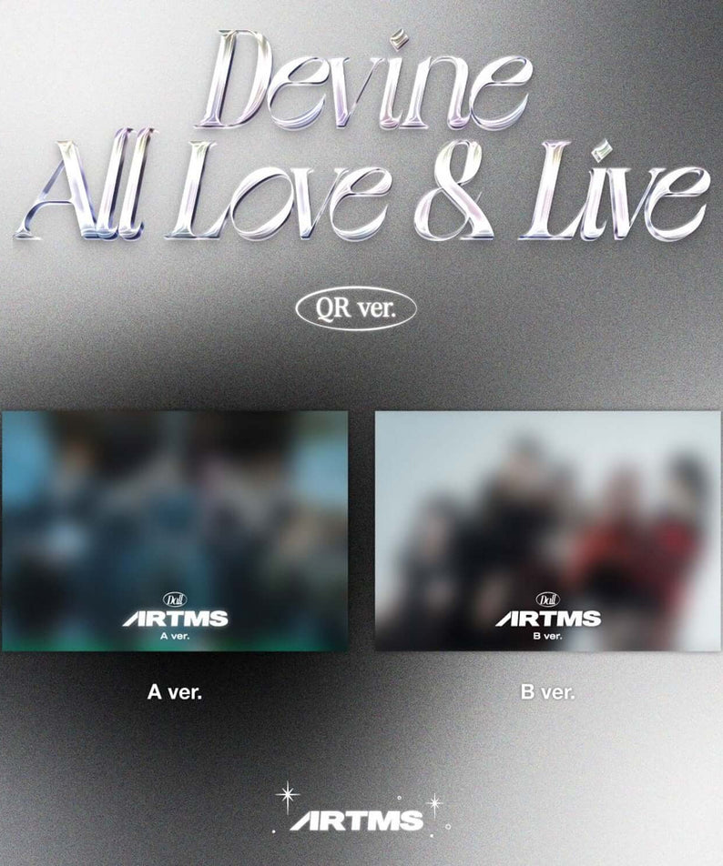 ARTMS - 1st Album [Dall] (QR B ver.) - Album Kpop, visuel “All Love & Live” avec pochettes A/B ver sur fond gris