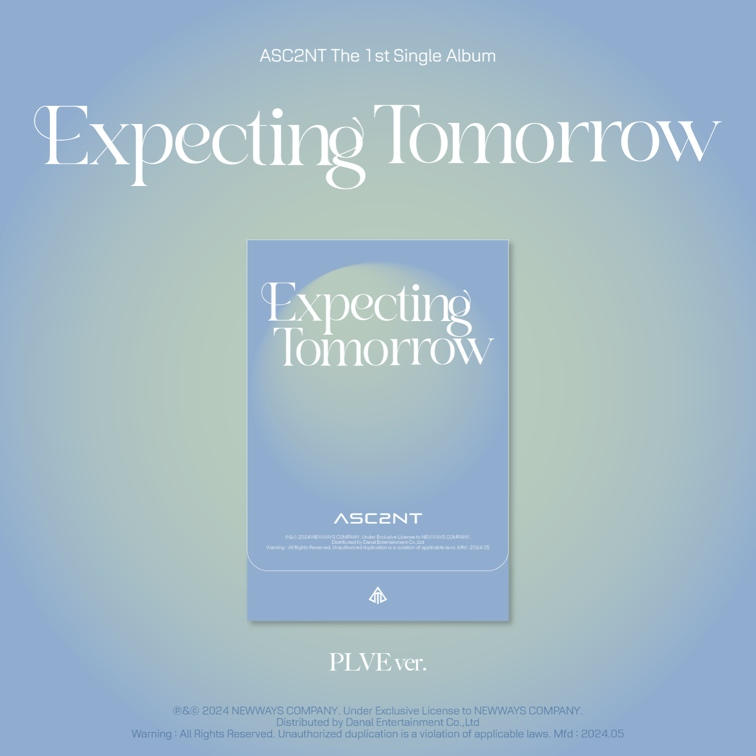 ASC2NT - 1st Album [Expecting Tomorrow] (PLVE ver.) - Album Kpop, visuel bleu ciel avec pochette et logo ASC2NT