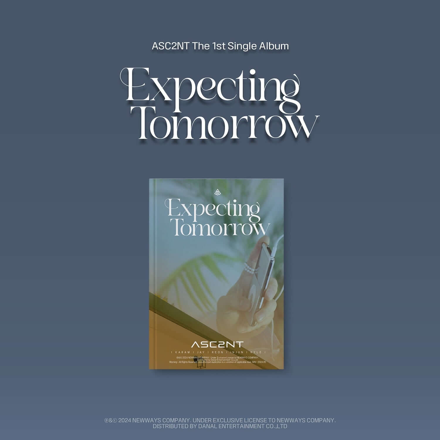 ASC2NT - 1st Single Album (Signal VER.) - Album Kpop, visuel “Expecting Tomorrow” sur fond bleu, pochette du produit