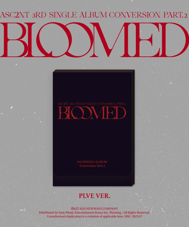 ASC2NT - 3rd Single Album Conversion Part.2 [BLOOMED] (PLVE ver.) - Album Kpop, pochette rouge/noire sur fond gris.