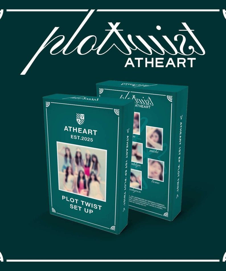 ATHEART - 1st EP [Plot Twist] (Set Up Ver.) - Album Kpop, coffrets sur fond vert, visuel officiel du set.