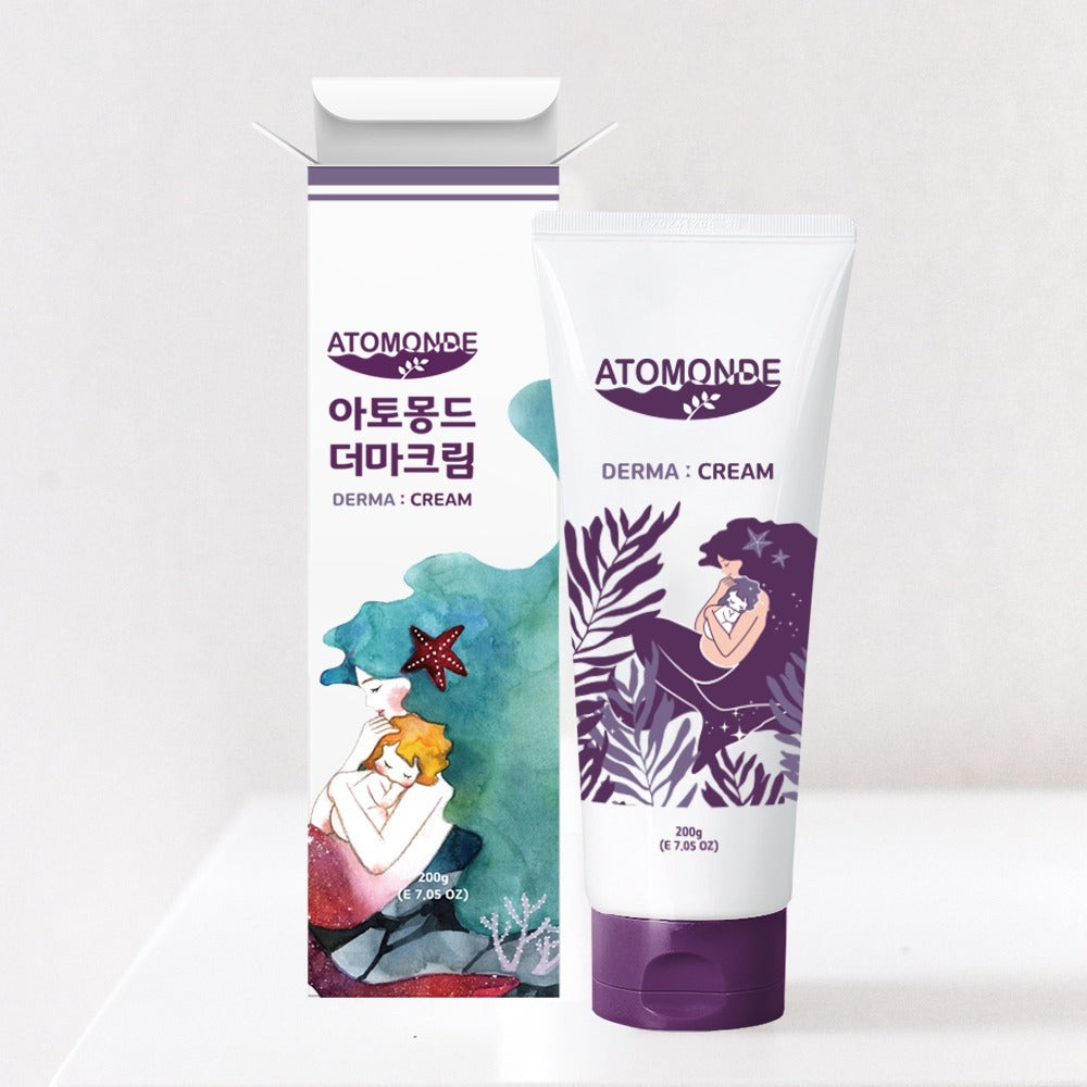 ATOMANDE Baby derma Infant Cream 200g, crème bébé marquée, en tube et boîte, visuel sur fond clair.