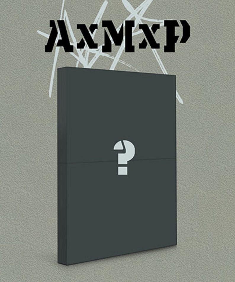 AXMXP - 1ST MINI [Amplify My Way] (ROUTE ver.) - Album Kpop : pochette noire “?” sur fond gris, esthétique AXMXP