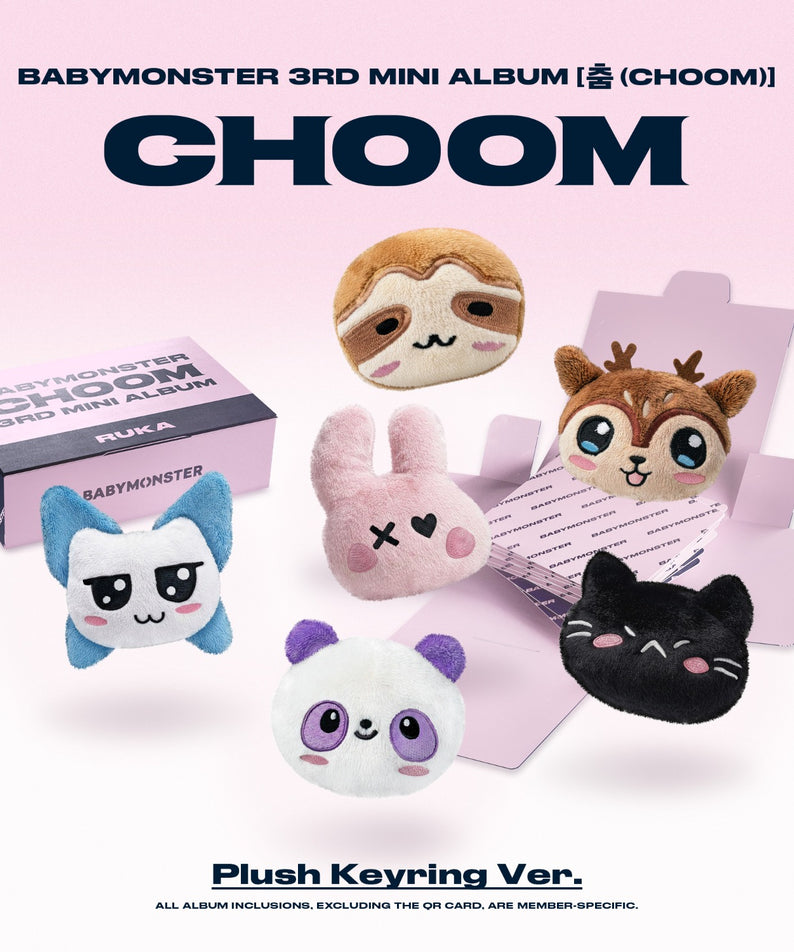 BABYMONSTER - 3rd MINI ALBUM [CHOOM] Plush Keyring Ver._CHIQUITA - Album Kpop : porte-clés peluche CHIQUITA sur packaging rose
