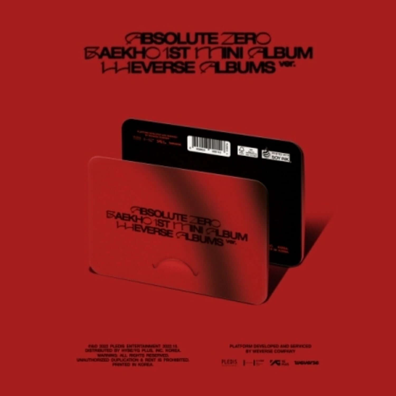 BAEKHO - BAEKHO 1st Mini Album [Absolute Zero] (Weverse Albums ver.) - Album Kpop : photo couverture sur fond rouge.