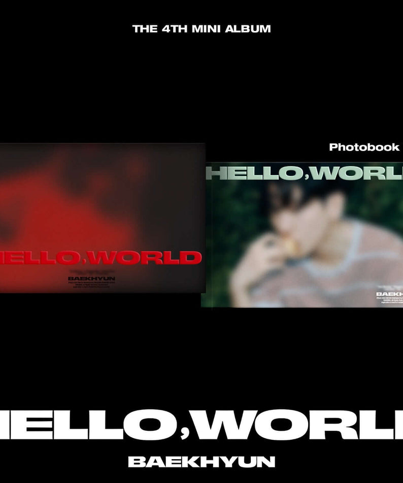 BAEKHYUN - 4th Album [Hello, World] (Photobook Ver.) (Set of 2) - Album Kpop, coffrets photo rouge/vert.