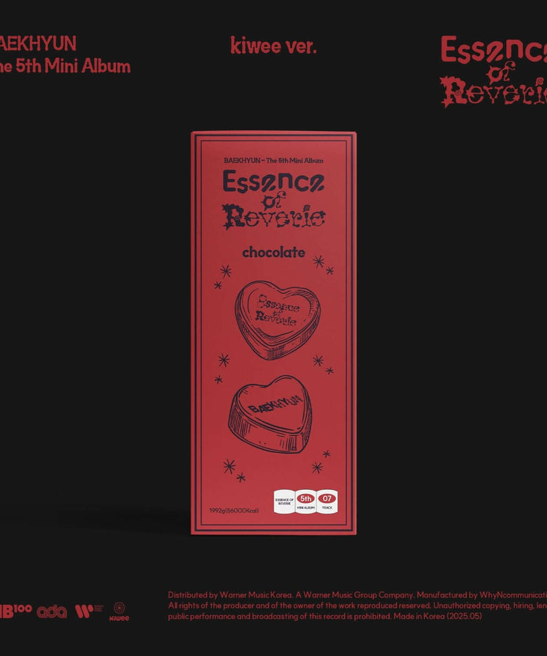 BAEKHYUN - Essence of Reverie – The 5th Mini Album [Platform Album] (kiwee Ver.) - Album Kpop, jaquette rouge sur fond noir