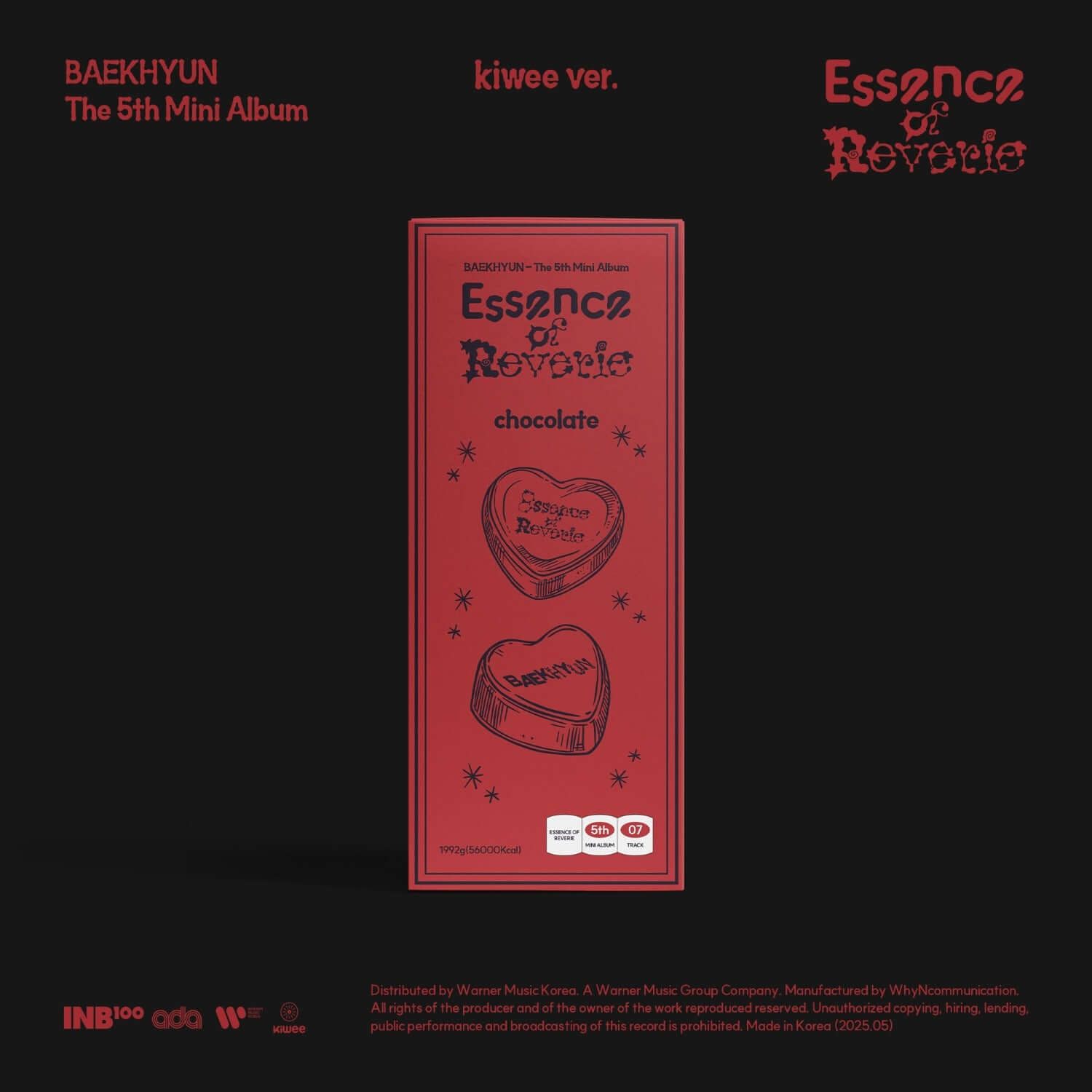 BAEKHYUN - Essence of Reverie – The 5th Mini Album [Platform Album] (kiwee Ver.) - Album Kpop, jaquette rouge sur fond noir