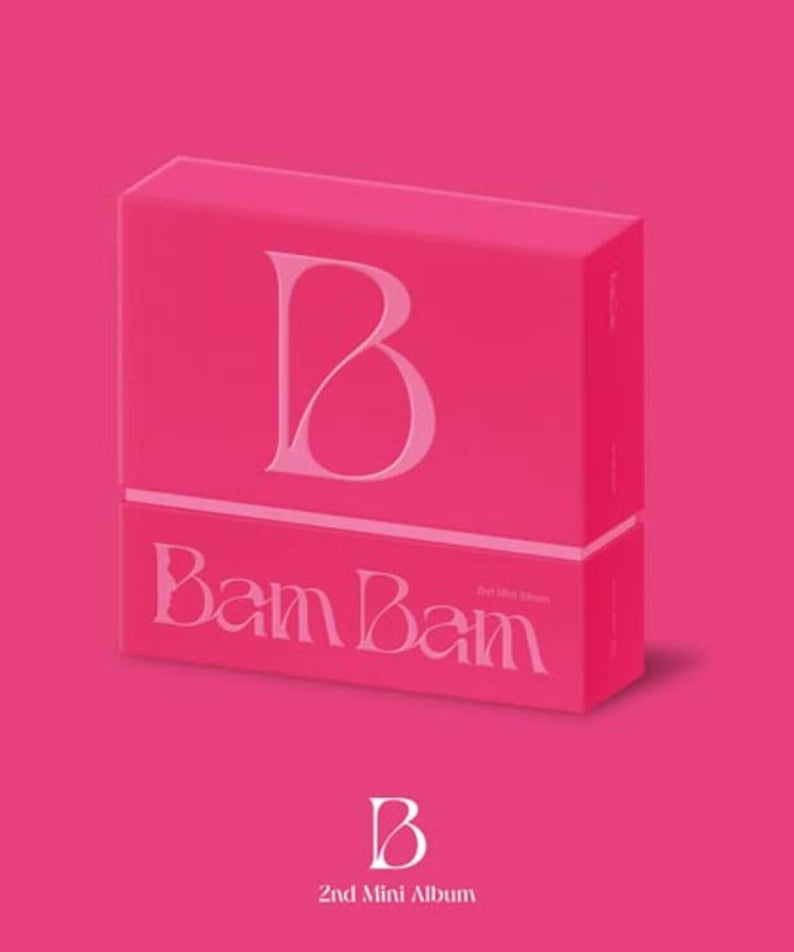 BAMBAM - 2nd Album [B] (Bam b ver.) - Album Kpop : pack rose avec logo B, sur fond vibrant, branding BAMBAM.