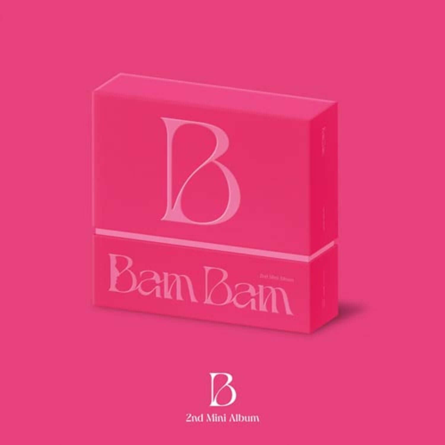 BAMBAM - 2nd Album [B] (Bam b ver.) - Album Kpop : pack rose avec logo B, sur fond vibrant, branding BAMBAM.