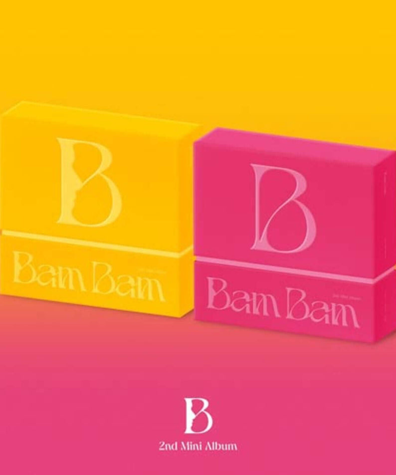 BAMBAM - 2nd Album [B] (SET) - Album Kpop : coffret BAMBAM sur fond rose/orange, deux versions B jaune et B rose