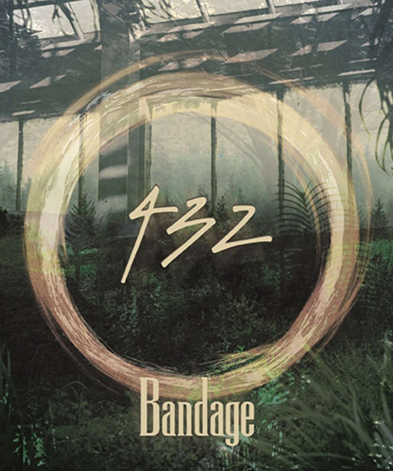 BANDAGE - [432] - Album Kpop : cover Bandage, forêt brumeuse, cerceau lumineux et graffiti au centre.