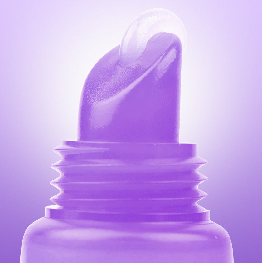 BARULAB Bakuchiol Peptide Smooth Lip Serum 10g, flacon sur fond violet, gros plan en studio, mise en valeur du produit