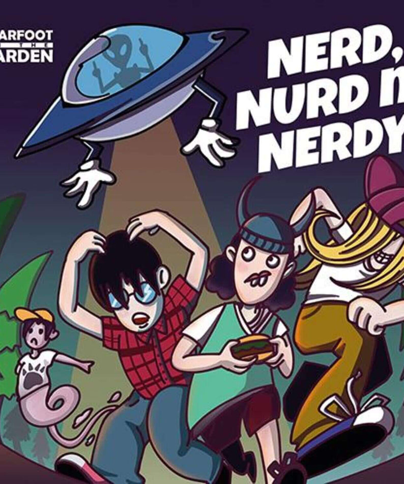 BAREFOOT IN THE GARDEN - NERD, NURD N NERDY - Album Kpop, visuel cartoon groupe et concept nerd sous la lune