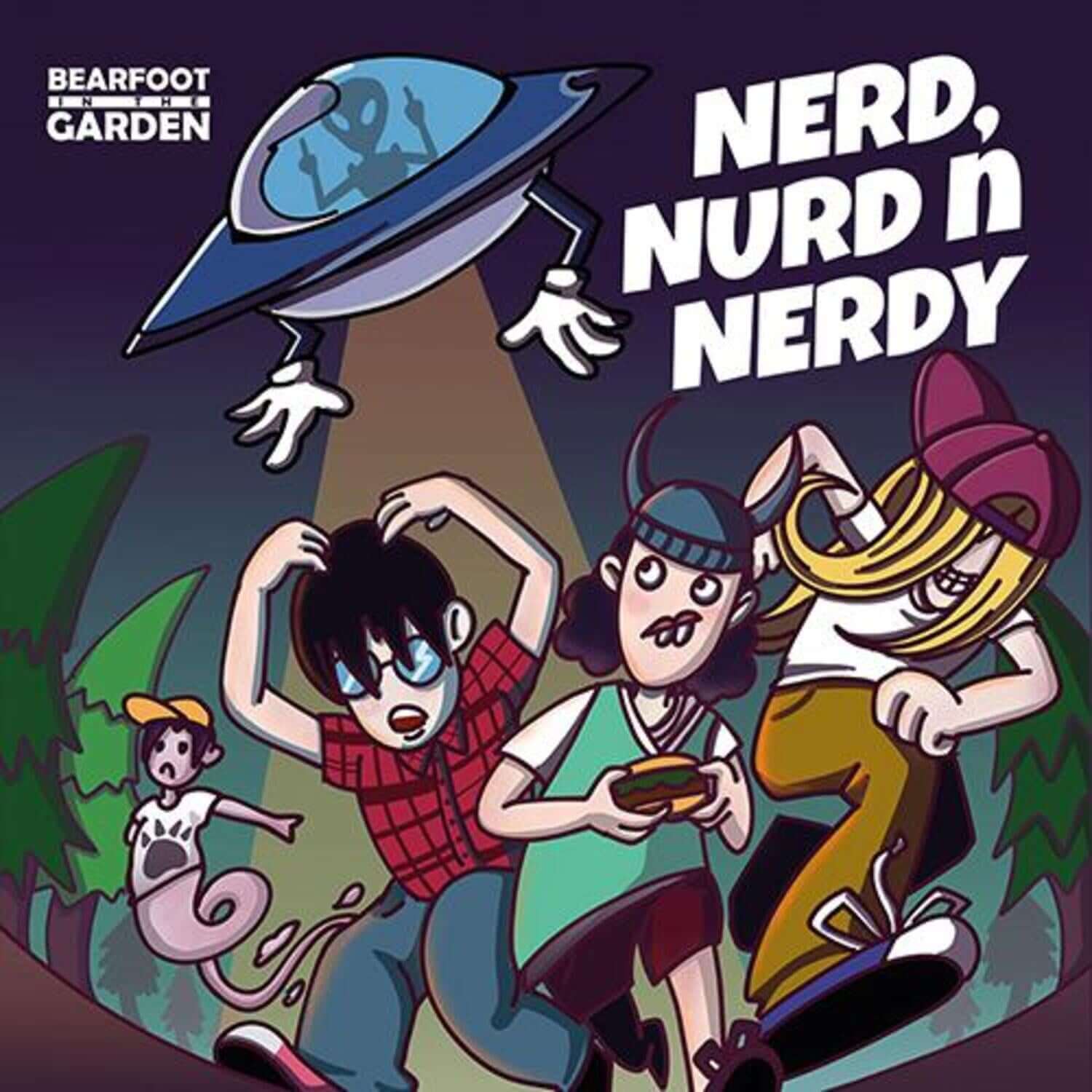 BAREFOOT IN THE GARDEN - NERD, NURD N NERDY - Album Kpop, visuel cartoon groupe et concept nerd sous la lune