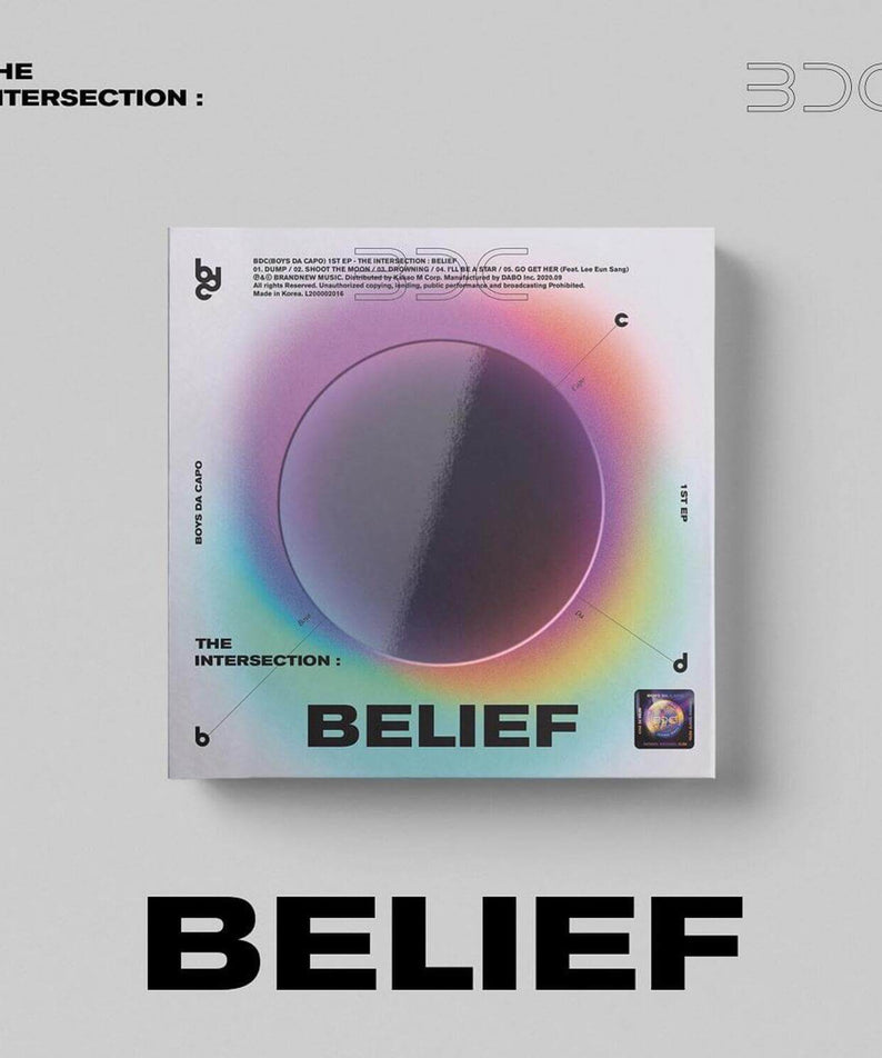 BDC 1ST EP - [THE INTERSECTION : BELIEF] (UNIVERSE Ver.) - Album Kpop BDC, visuel BELIEF et cercle coloré sur pochette.