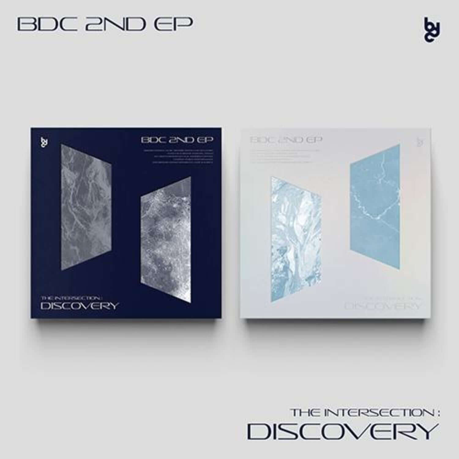 BDC - 2ND EP [THE INTERSECTION : DISCOVERY] Set - Album Kpop : coffret complet avec versions, visuels couverture bleu/gris.