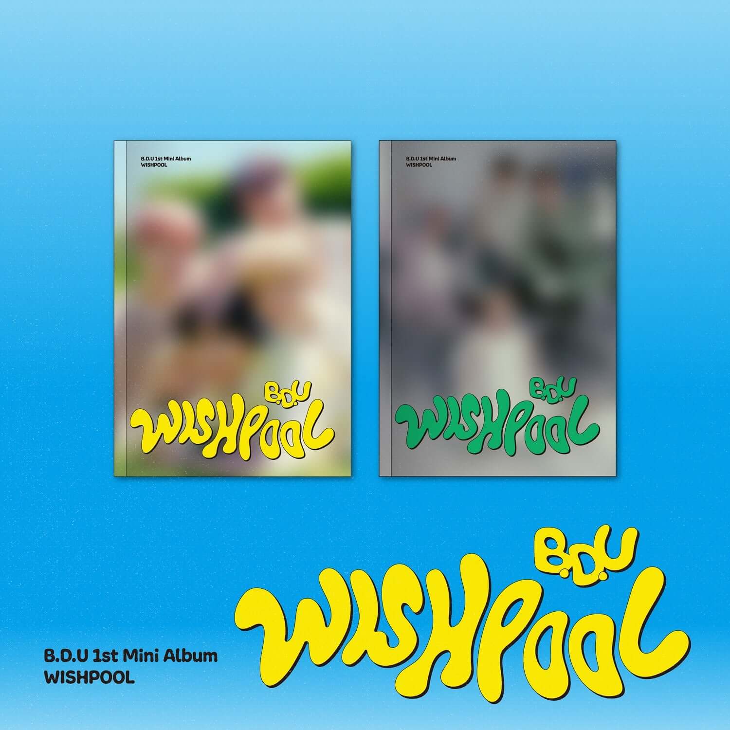 B.D.U - [Wishpool] (Flash ver. / Light ver.) (Random) - Album Kpop, jaquettes colorées sur fond bleu