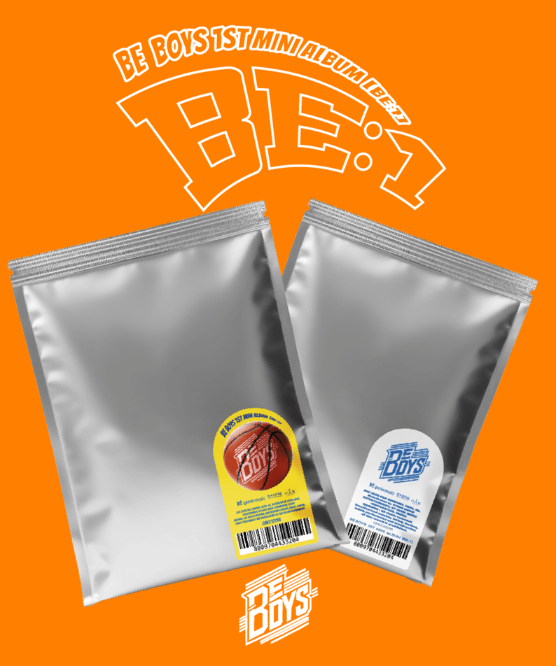 BE BOYS - 1st Mini Album [BE:1] (Set of 2) - Album Kpop de BE BOYS, double pochette argent sur fond orange