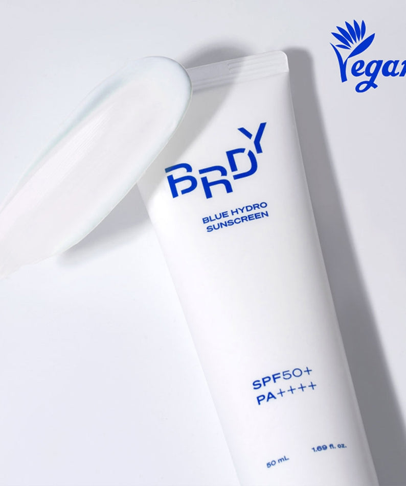 Crème solaire hydratante BE.READY Blue Moisture Sun Cream SPF50+/PA++++ 50ml, protection maximale UV, tube blanc, vegan.