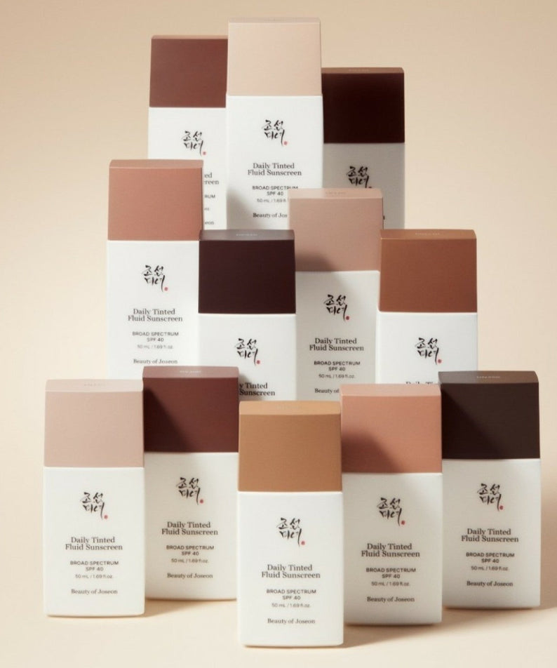 BEAUTY OF JOSEON Daily Tinted Fluid Sunscreen 50ml en différentes teintes, protection solaire et teintée pour une peau éclatante.
