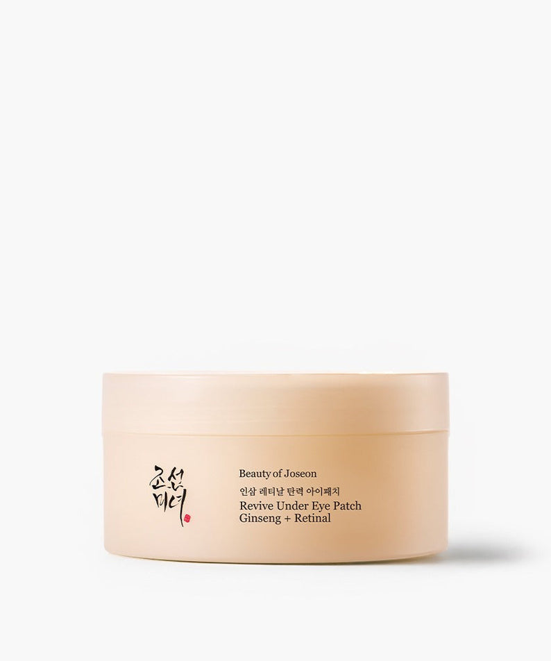 Pot de BEAUTY OF JOSEON Ginseng Retinal Elasticity Eye Patch 60 Sheets sur fond blanc