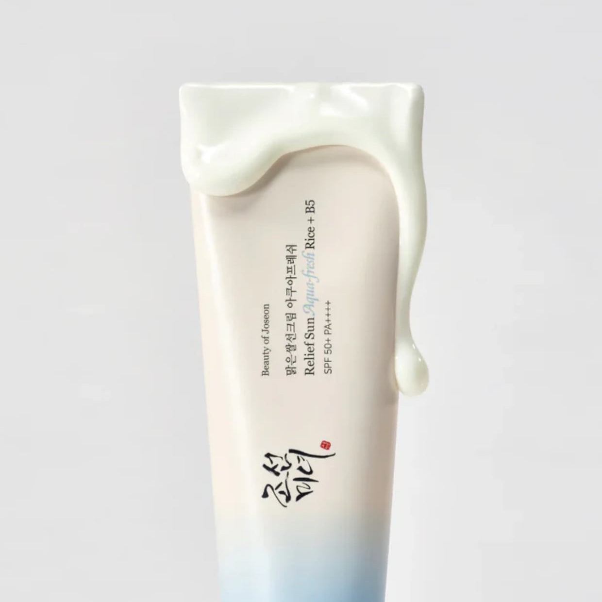 BEAUTY OF JOSEON Relief Sun Aqua Fresh SPF50+ PA++++ 50ml, tube crème solaire, sur fond blanc, produit marque visible.