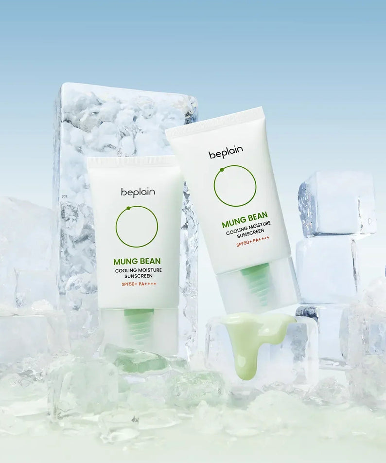 BEPLAIN Green Bean Cooling Moisture Sun Cream 50ml de beplain, photo sur glace et ambiance rafraîchissante, soleil d’été