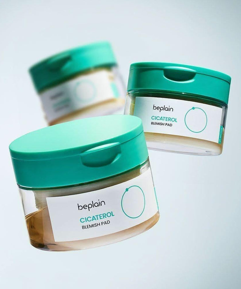 BEPLAIN Cicaterol Blemish Pad 80 sheets - Pads anti-imperfections hydratants avec couvercle vert, peau éclatante en 80 lingettes.