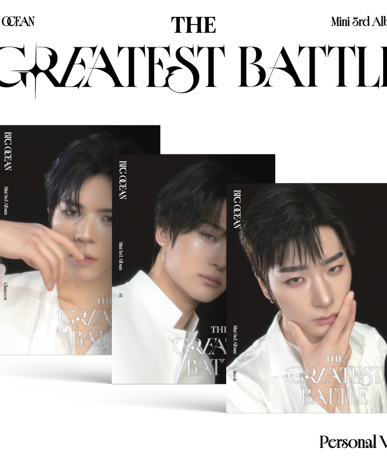 BIG OCEAN - 3rd Mini Album [THE GREATEST BATTLE](Personal Ver.) - Album Kpop, visuel avec trois photos des membres