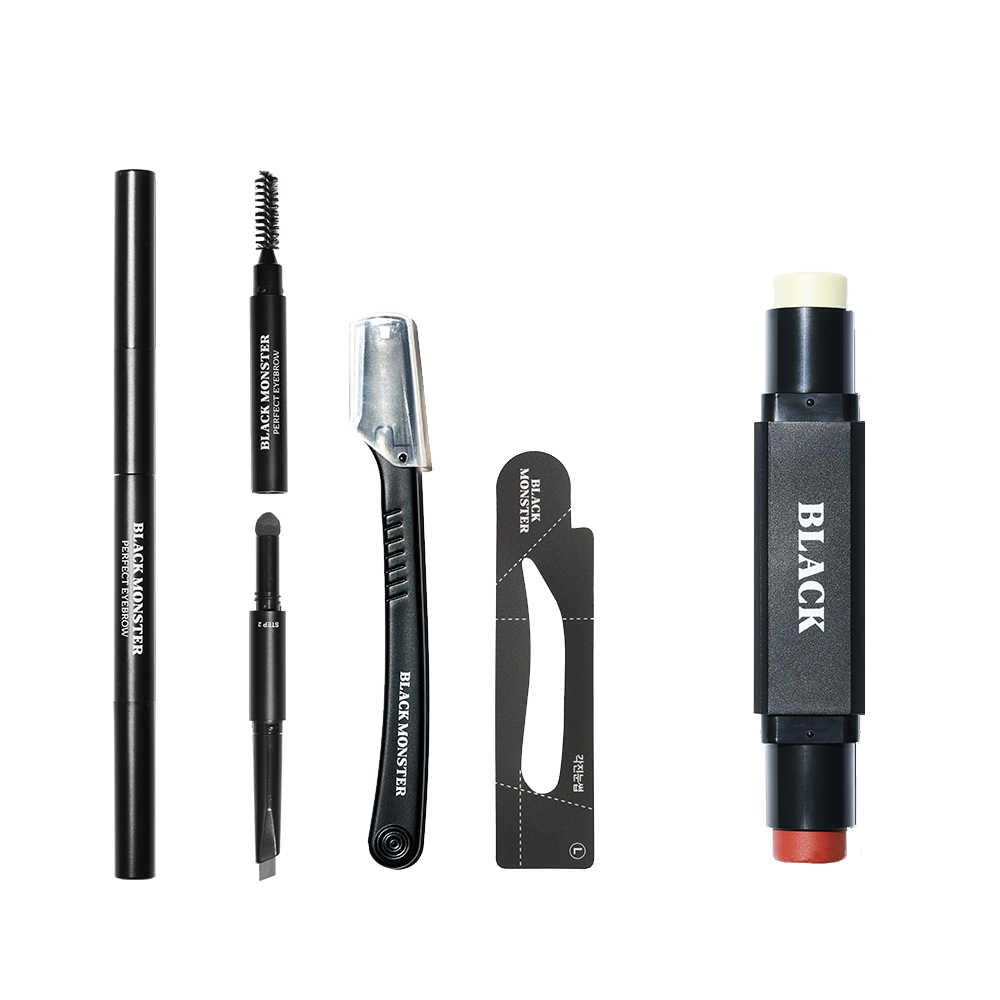 BLACK MONSTER Solo Escape Item par BLACK MONSTER : kit d’escape en noir, accessoires sur fond noir, vue produit.
