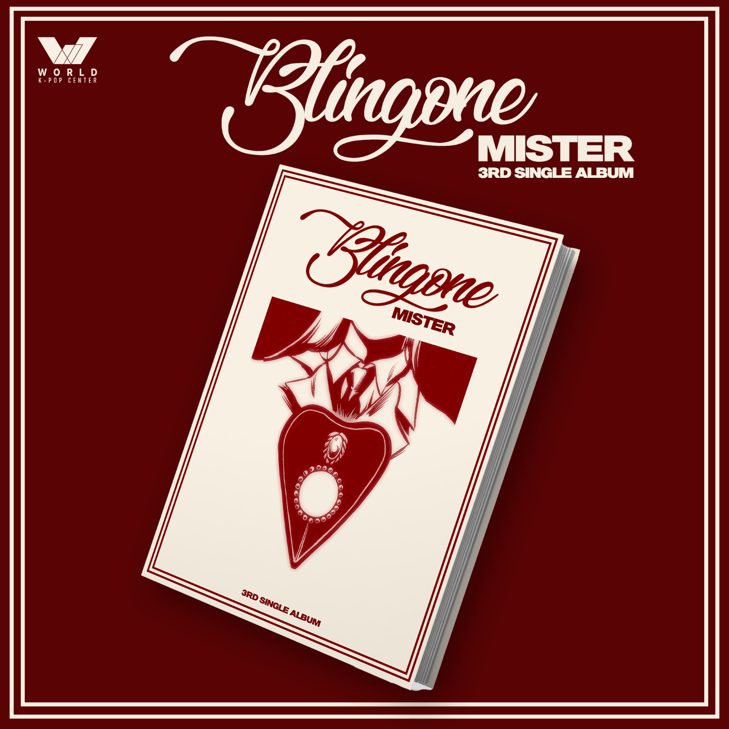BLINGONE - 3rd Album [MISTER] - Album Kpop : pochette rouge et blanche “MISTER” avec livret, marque BLINGONE