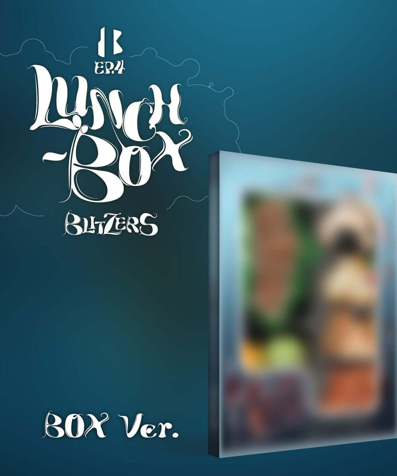 BLITZERS - EP4 [LUNCH-BOX] (BOX ver.) - Album Kpop, visuel boîte lunch bleue avec photo floue et logo BLITZERS